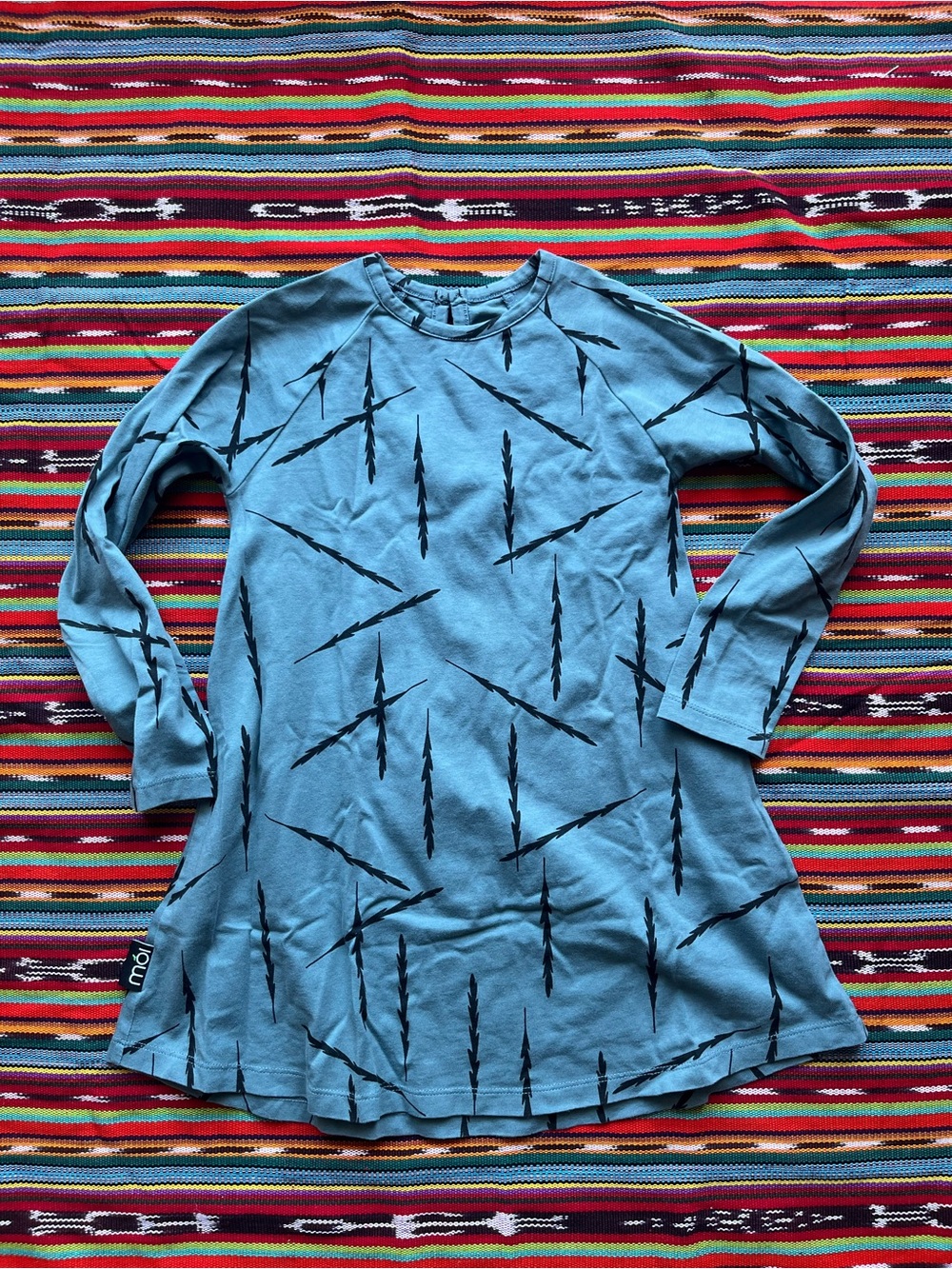 Moi Spring Fall Long Sleeve Blue Teal Dress size 3 / 4 EUC